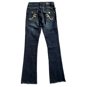 Rock & Republic Kasandra Jeans Womens 2M Blue Distressed Studded Bootcut Flare